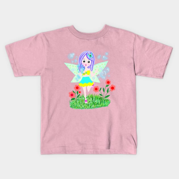 Cute Fairy making bubbles Kids T-Shirt by Justyna's creations